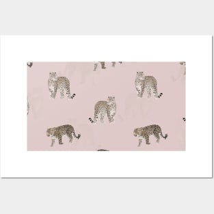 Modern Jungle Leopard Animals Pink Pattern Posters and Art